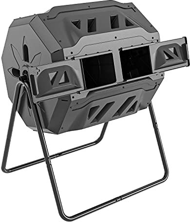 Grand gobelet de compostage – Poubelle de Jardin rotative à Double Rotation, sans BPA, Facile à Tourner/Hauteur suffisante/composteur de Grande capacité (100 litres, Noir)