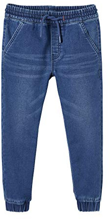 VERTBAUDET Pantalon Jogger en Denim Effet Molleton Facile à Enfiler garçon Stone 3A