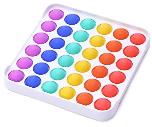 Onlineforu LTD Push Pop it Fidget Toy Square Rainbow,Poppet Fidget Toy, ragazze e adulti,Poppets giocattolo antistress quadrato Popper giocattolo