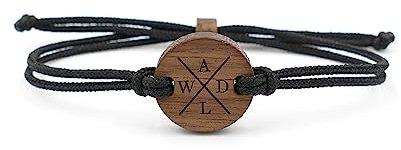WALDHERZ Personalisiertes Holz Armband X mit Initialen aus Walnussholz | handgefertigt in Deutschland | Wunsch Gravur | nachhaltig und vegan
