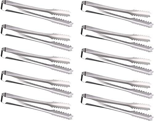 xiaoyige Set di 10 pinze per Zucchero in Acciaio Inox, Mini pinze per Ghiaccio,pinze per Dolci, Insalata,pinze da Portata, per Matrimoni, Feste, Bar,Grill, caffè,Cucina, Buffet