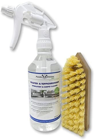 PandaCleaner Detergente biologico per tappezzeria, 500 ml, spray con spazzola – detergente per tappezzeria, divano, auto, poltrona, senza marcatura per tutti i tessuti lavabili nel set