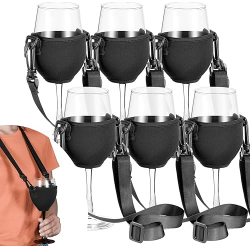 6 Stück Weinglashalter Zum Umhängen, Tragbar, Festival Wine Glass Holder, Stoff Für Den Hals, Wein Für Weihnachten, Weinfest, Hochzeit, Geburtstag, Party, Picknicks