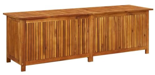Hommdiy Akazienholz Massiv Gartenbox Auflagenbox Kissenbox Aufbewahrungsbox Gartentruhe Kissentruhe Gartenmöbel Truhe Box Kiste 175 x 50 x 58 cm