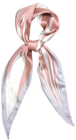GIMIRO satinscarf 120 cm x 36 cm romb färgglada halsdukar blommig band modetillbehör för hattar, kavajer, blusar, klänningar, kjolar, midjeband, band, Rosa/Vita ränder, 120 cm x 36 cm