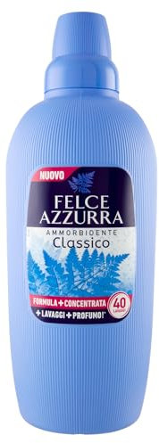 Felce Azzurra - Ammorbidente Lavatrice Classico, Formula più Concentrata in Ogni Goccia per più Profumo e più Lavaggi, Biancheria e Bucato Morbido e Fresco a Lungo, 1 Flacone da 2L (40 Lavaggi)