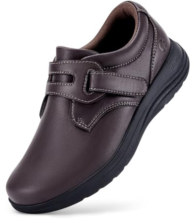 FitVille Zapatos Mujer de Cuero Mocasines Extra Anchos Ligero para Pies Sensibles Zapatillas Cómodas para Caminar 38.5 EU X-Ancho Marrón