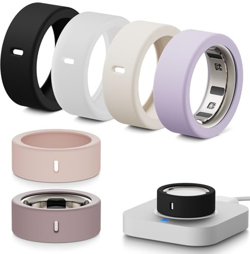 Hexasider Protecteur d'Anneau Intelligent [6 Pièces] pour Oura Gen 4/3 et Ultrahuman - Housse en Silicone Élastique Anti-Chute Accessoire de Protection (S pour 4/5/6/7)