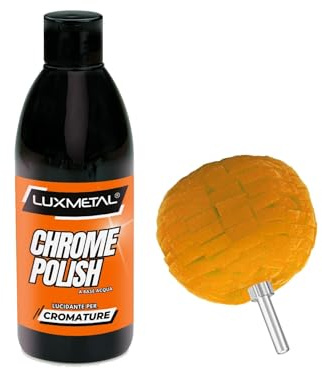 Lux Metal - Chrome Polish Lucidante per Cromature 250 Gr Pasta abrasiva lucidatura ideale per cromo lucidare metalli impurità ossido ruggine lucida auto carrozzeria moto barca (Polish + Sfera)