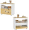 HOMCOM Küchenwagen Servierwagen mit Arbeitsplatte, Schubladen, Rollwagen mit Küchenschrank mit Soft-Close-Tür, Griff, Kücheninsel mit offenem Fach für Büro, 107x50x85cm, Eiche