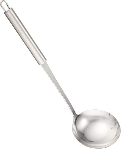 Cuchara grande de acero inoxidable para servir salsas y sopa, cucharón pequeño de acero inoxidable para caldo, salsas y servir
