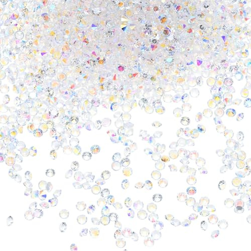 M METERXITY 14400-Pack Acrylic Diamonds, 0.12 Inch/3mm Wedding Table Scatter Confetti Crystals for Vase Fillers/Art Craft, Acrylic Diamonds Gems [White AB]