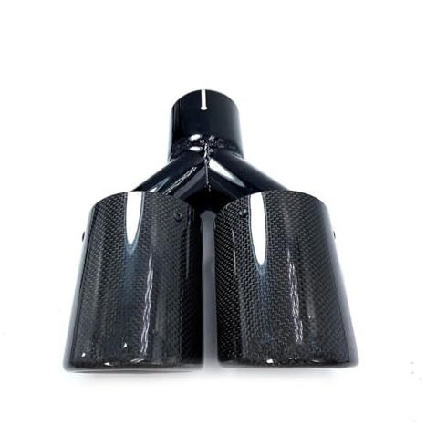 Terminale di Scarico 1 Pz. Modifica Auto Universale Doppio Tubo di Scarico per Automobile Nero Lucido Marmitta Punta di Scarico Tubo di Scarico per Auto(ID 70mm-OD 89mm)
