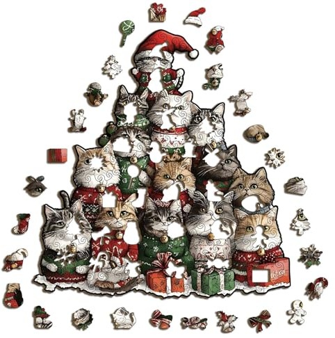 Puzzles - Motif de Noël, 194 pièces - Puzzle en bois de Noël - Pour hommes, femmes, filles, adolescents, mari, fils, fille, famille