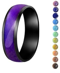 AINILOVE Mood Ring for Women Teens - 6mm Stainless Steel Temperature Sensative Color Changing Ring Mood Jewelry (Color Changing Ring Black, 6)