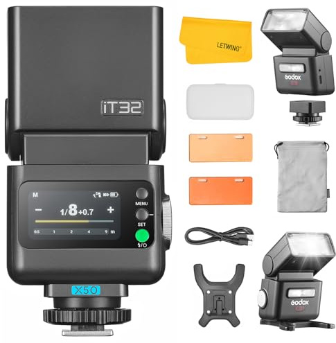 Godox iT32 Flash con X5 O Trigger per Olympus Panasonic, 2.4G Wireless HSS 1/8000s TTL Speedlite iT32 O con ricevitore integrato, batteria al litio e diffusore, slitta a contatto magnetico