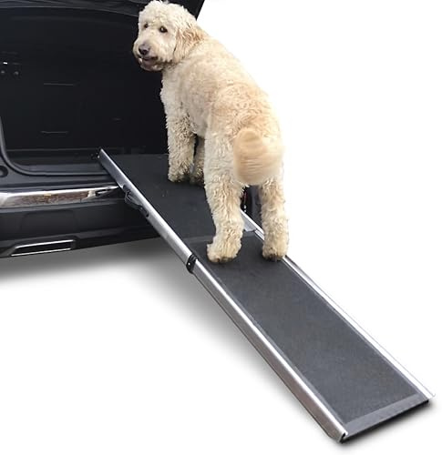 Hewitt And Blue Large Dog Car Ramp - Heavy Duty, lightweight and easy to use with EasyGlide opening and a SureGrip non slip surface. Telescopic - simply extend to the required length. Easy to fold.