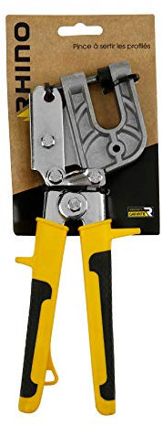 RHINO - Pinza a crimpare, pinza per binario in cartongesso - Consente di crimpare i montanti e le guide in cartongesso - Speciale piastra - Alta qualità - Manico ergonomico - 5 anni di garanzia