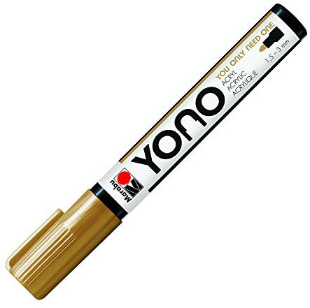 Marabu 12400103084 - YONO Marker, Gold 084, vielseitiger Acrylstift mit japanischer Rundspitze 1,5 - 3 mm, wasserbasiert, lichtecht und wasserfest, für nahezu alle Untergründe