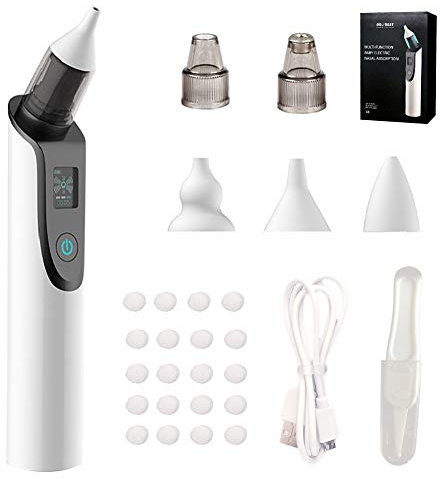 YSSMAO 2 en 1 bebé Aspirador Nasal eléctrico recién Nacido Limpiador de Nariz para bebés Adultos Blackhead Remover 3 Velocidad Ajustable 5 Consejos reemplazables