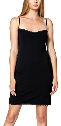Bellivalini Damen Unterkleid für durchsichtige Kleider kurz V Ausschnitt Petticoat Kleid BLV50-175 (Schwarz, 3XL)