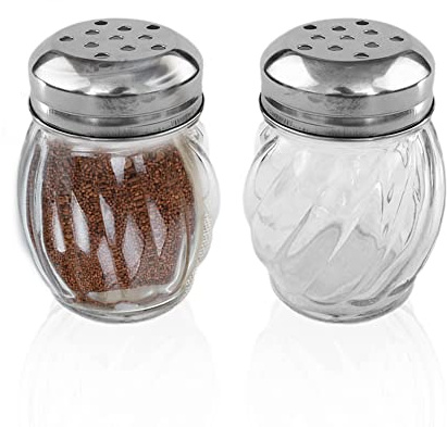 1st Choice Salt and Pepper Shakers with Stainless Tops Set of 2 (Chesse Shakers)