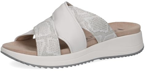 CAPRICE Damen Pantoletten aus Leder Glitzer, Weiß (White Comb), 38 EU