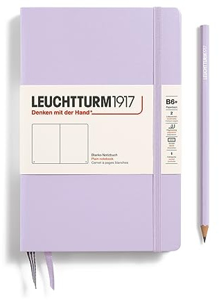 LEUCHTTURM1917 368489 Notebook Paperback (B6+), Hardcover, 219 Numbered Pages, Lilac, Plain