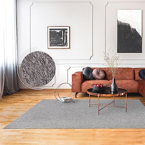 Paco Home Teppich Wohnzimmer Schlafzimmer Kurzflor Waschbar Bis 30 Grad Einfarbiges Design Meliertes Muster Weich Moderne Deko, Grösse:200x280 cm, Farbe:Grau