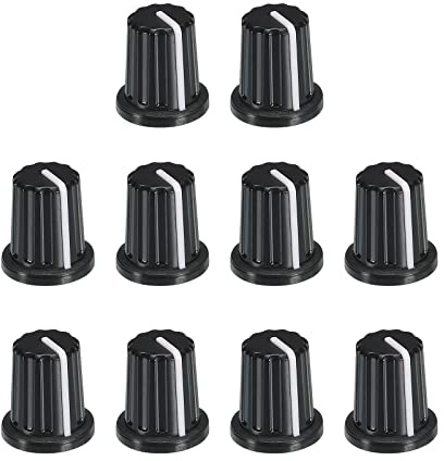 QUARKZMAN potentiometer knopp ABS gitarr knapp för elgitarr effektförstärkare stereosystem bas 6 mm D typ våg 180° svart 20 st