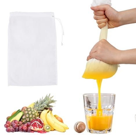 6 Pack Nut Milk Bag 12 X 8 in Nylon Cheese Cloths for Straining Muslin Cloths Multiple Usage Reusable Food Strainer 200 Mesh Fine Mesh Bag for Straining Fruit Juice/Cheese/Coffee/Tofu/Yogurt/Tea