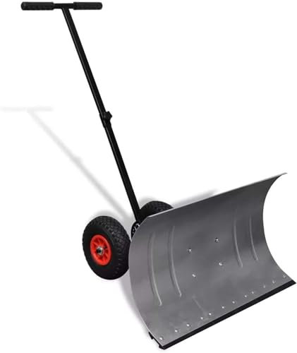 Snöplog Snöpöjningsskyffel,Effektiv snöskyffel med hjul Kraftig rullande snöplogsskyffel med hjul