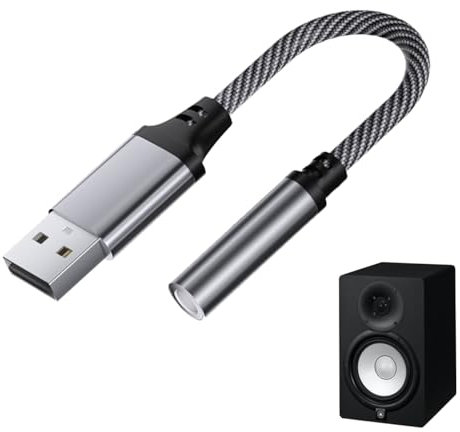 USB To 3.5mm Jack Audio Adapter,External Sound Card USB-A To Audio,Jack Adapter for PC Laptop Tablet Headphone PS4(Silvery, 15cm)