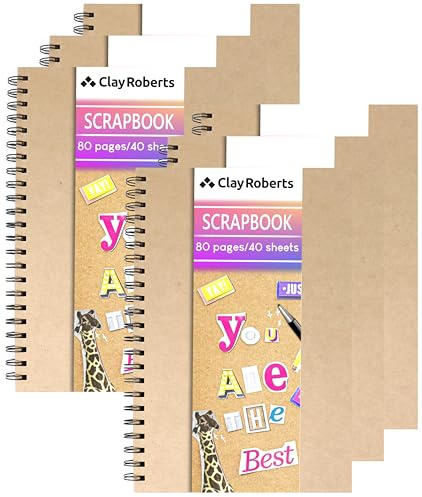 A4 Kraft Ribbon Scrapbook, Craft Paper Scrapbooking Albums, Eco-Friendly Memory Book Photo Album, Scrapbook, Art Books (Brown, 6 Pack)