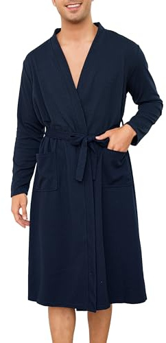 Sopesil Mens Dressing Gowns Waffle Robes Cotton Soft Luxury Bathrobe Lightweight Loungewear Sleepwear Spa and Hotel S-3XL