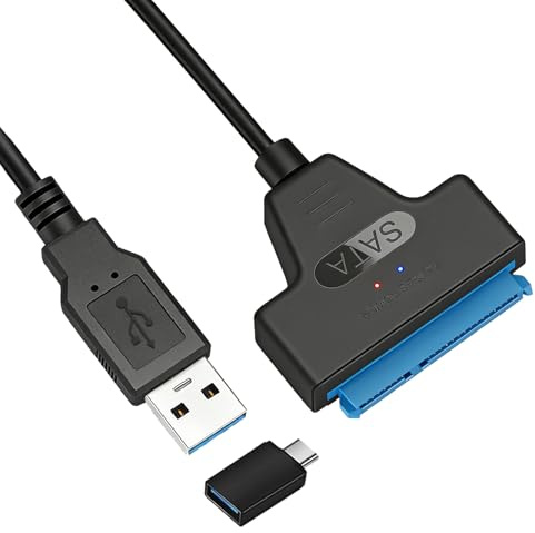 Garrulax SATA to USB 3.0 Adapter Cable for 2.5 inch Hard Drive HDD/SSD Data Transfer,2in1 Sata Cable Type-C/Type-A External Hard Drive Converter