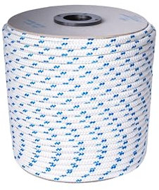 Rope 5 mm x 100 m Polyester HIGH Tenacity Rope, White/Blue, Mooring Line, All-Purpose Rope, Knitted, Lead, Braiding Line