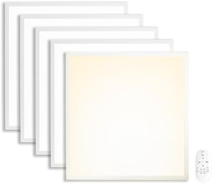 Xtend EcoLight 5x LED Panel 62x62 dimmbar Warmweiß 3000K 40W | Fernbedienung Deckenleuchte LED Rasterleuchte Einlegeleuchte | Rasterdecken inkl. Trafos PLe2.2