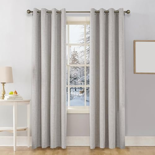 CUCRAF 100% Blackout Curtains Off White 72 Inch Drop 2 Panels Soft Texture Sun Blocking Thermal Eyelet Curtains for Bedroom Living Room 46 X 72 Inch