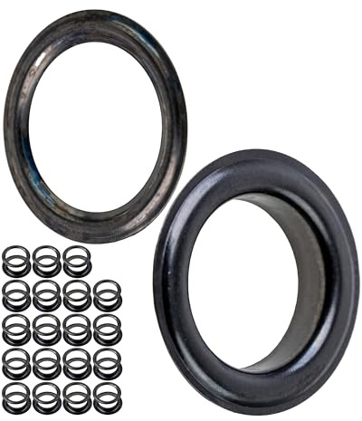 Œillets et Rondelles, Ø 11 mm de diamètre, 20 paires en couleur noir, Boucle antirouille pour lacets, vêtements, accessoires de camping et auvents, bouton en métal, bouton-pression, eyelets, sewing