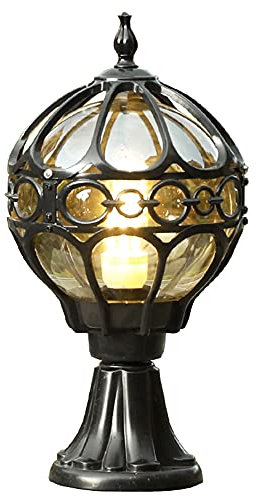 Mengjay Trade Antique Lampe Pilier Exterieur,Étanche Jardin Lampadaire Extérieur Rétro Lampe Pilier Portail Lampe De Chemin Sentier Terrasses Patio Cour Lampes De Poteau,Noir