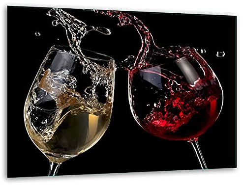 TMK - Tabla de cortar (cristal, 40 x 30 cm, con motivo de vino, placa de cocina, cristal decorativo)