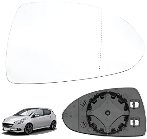 Cristal de espejo reemplazar para Opel Corsa D 07.2006-08.2014 / Corsa E 09.2014-06.2019, Retrovisor exterior ajustable adecuado, lente de marcha atrás espejo de cristal de marcha atrás (Derecho)