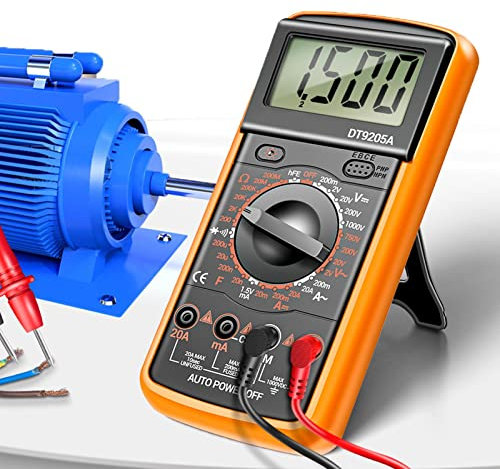 Stronrive Multímetro Meter DT9205A,Probador Mano con Pantalla LCD - Multímetro Digital Detección Cortocircuito, Modo bajo Consuenergía Apagado automático Lectura