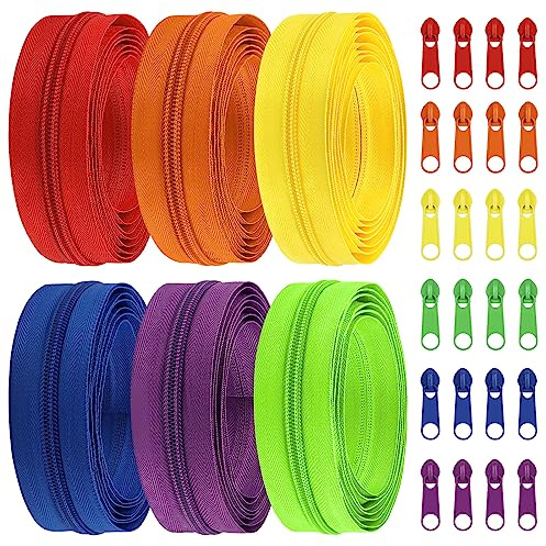 DOITEM 5# Zippers 12 m Nylon Endless Zip Set with Slider and Zip for Sewing and Crafts (6 Colors) (DT1119-DEU)