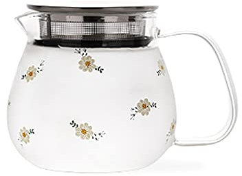 LUCBEI Pitcher High Borosilicate Glass Pitcher with Filter Cover Cute Cold Water Jug Small Teapot for Juice, Milk, Hot and Cold Drinks（16.5 Oz） Hot/Cold Water Carafe (Color : Grey)