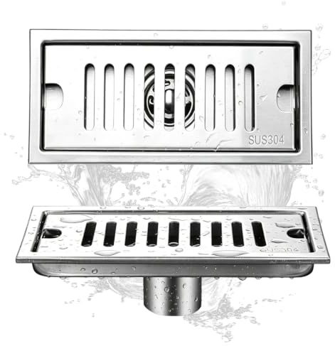 Långt Duschavlopp, Rostfritt Stål Rektangulärt Golvbrunn Hårfälla Löstagbart Duschavlopp För Badrum Toalett Kök Balkong(Middle Drainage, 20cm)