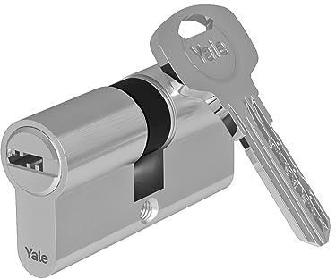 Yale Cilindro europeo 1000 PLUS Serie 40/40 mm Nichel satinato Doppio cilindro, con 5 chiavi incluse per garantire massima sicurezza, ideale per porte blindate e porte d’ingresso