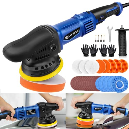 Pulidora excéntrica para coche, mini máquina de cera eléctrica, 6 velocidades variables, juego de pulidora eléctrica para pulir y encerar el suelo del coche