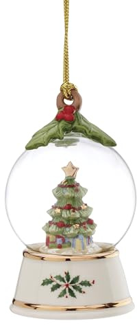 Lenox Ornament, Tree in Snow Globe Ornament, Made from Porcelain, 24K Gold Accents, Includes Gold Cord for Tree Decoration, Christmas Decorations, Christmas Ornaments, Indoor Winter Decor (1 Piece)